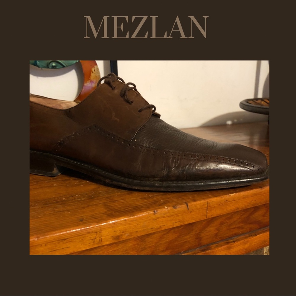 MEZLAN VERDICT Brown 2 Tone Leather Dress Oxford Lace Up Square Toe Size 11.5M - Picture 12 of 13